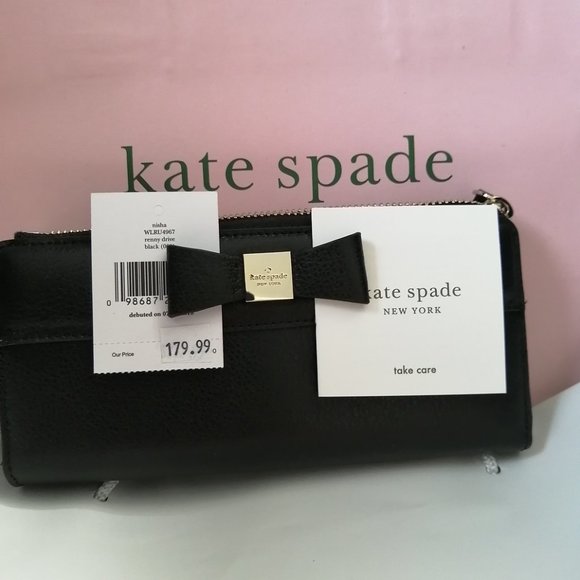 New Kate Spade Eva Wallet on Chain Black/G…